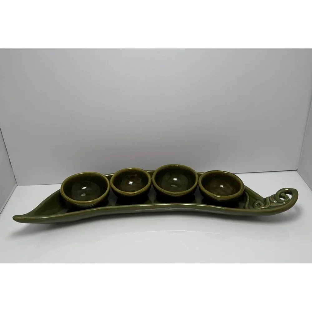 Pottery Barn‎ Garden Crudité  5 Piece Pea Pod Serving Set  19